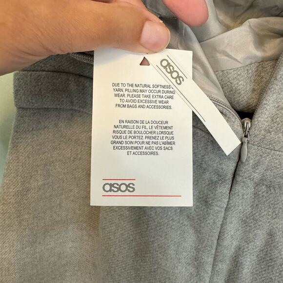 ASOS Jumpsuit Womens 12 Gray Cut Out Strapless Tube Wide Leg Flare Party NWT - Picture 9 of 11